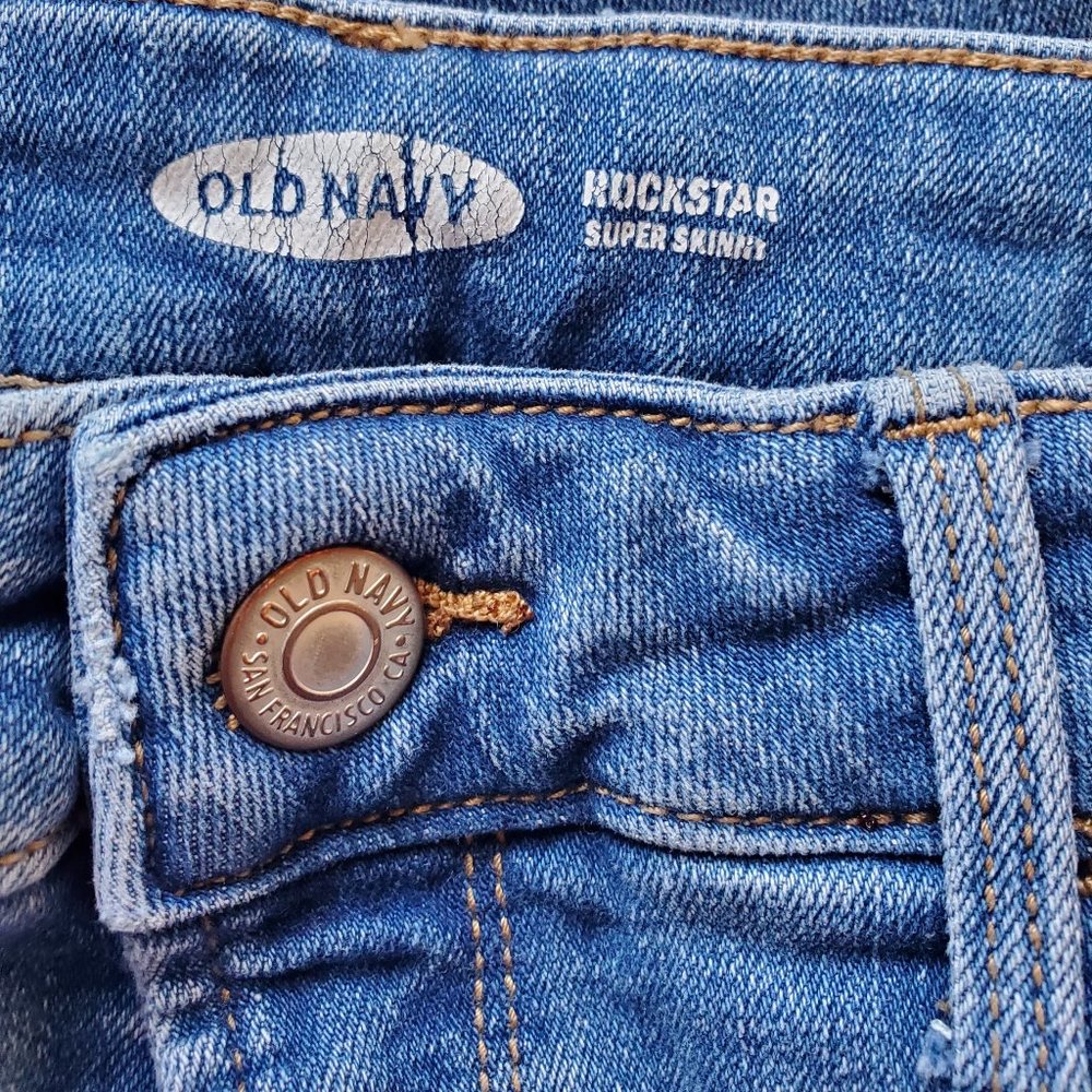 Old Navy Women's 0 Rockstar Super Skinny Medium Wash Jeans - Picture 3 of 6